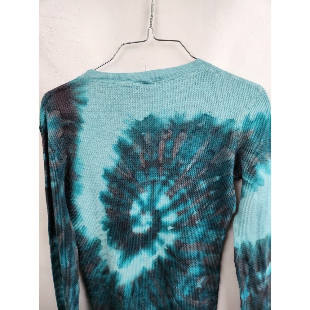 Vintage Lucky Brand Blue Tie Dye Thermal Long Sleeve Tee Top Size Small - Picture 7 of 7